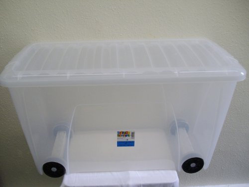 WHAM Z11555 Nice Plastikaufbewahrungsbehälter 115 Liter - mit Rädern und Clear Deckel