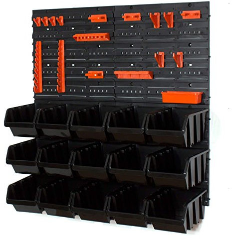 Set of 15 black L size IN-Box storage bins louvre