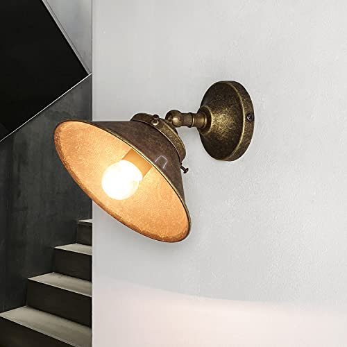 Licht-Erlebnisse Premium Wandleuchte Messing in Bronze Antik matt Esszimmer Wohnzimmer H:16 cm E14 Vintage Handarbeit elegante Wandlampe Schlafzimmer
