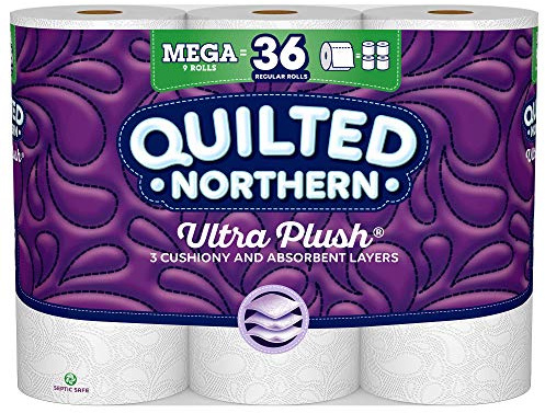 Quilted Northern Ultra Plush Toilet Paper, 9 Mega Rolls = 36 Regular Rolls, 3-ply Bath Tissue