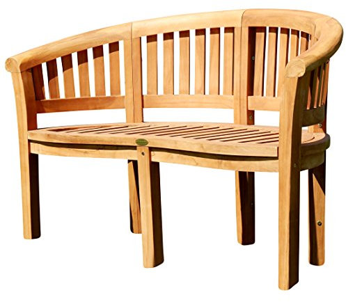 ALEOS. Teak Bananenbank Gartenbank Parkbank Sitzbank 2-Sitzer Bank 120cm Holz sehr robust COCO120