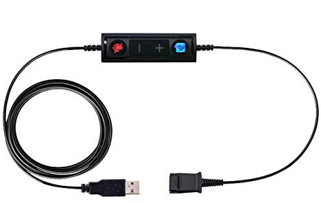 TruVoice USB Adapter Kabel kompatibel mit Plantronics Headset mit QD und Funktionen zur Lautstärkeregelung und Stummschaltung (Anschluss des Kopfhörer an PC, Laptop und Softphones)