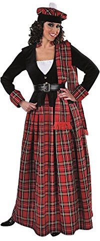 M215177-XL Damen Schottenkleid lang rot-schwarz Schottenkostüm Gr.XL