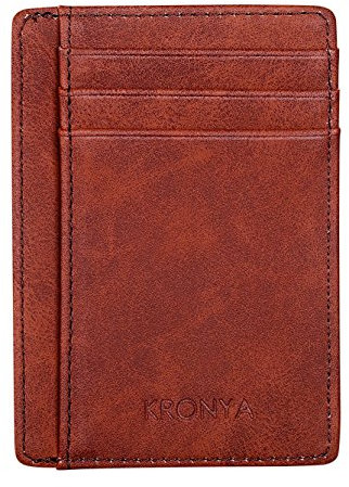 Kronya® | Elegante portafoglio in pelle con protezione RFID | Portafoglio Porta carte di credito (Marrone)