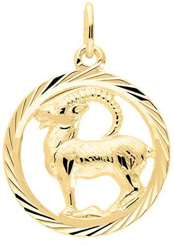 My Gold Damen Herren Kinder Anhänger Sternzeichen Steinbock Gold 333 (Ohne Kette) Echtes Gelbgold (8 Karat) Ø 15mm Rund Tierkreiszeichen Gavno A-04433-G302-Ste
