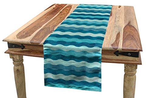 ABAKUHAUS Abstrakt Tischläufer, Ozean-Wellen im Wasser, Esszimmer Küche Rechteckiger Dekorativer Tischläufer, 40 x 300 cm, Teal Türkis