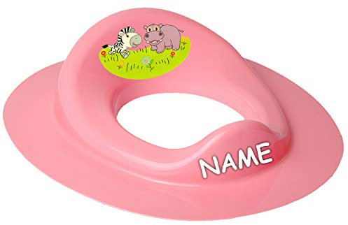Toilettensitz/Toilettenaufsatz/Sitzverkleinerer - rosa - pink Tiere - Zebra & Nilpferd inkl. Name - Bieco - Standardgröße mit Lehne & Pullerschutz - V..
