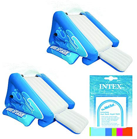 Intex Inflatable Swimming Pool Water Slide, Blue (2 Pack) & Intex Repair Kit