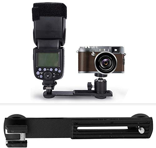 Staffa di Estensione Flash, Flash Esterno/LED/Luce di riempimento/Microfono Staffa per Barra Trasversale a Doppia Testa 1/4 Hot Shoe Mount Impugnatura Accessorio Fotografico Accessorio