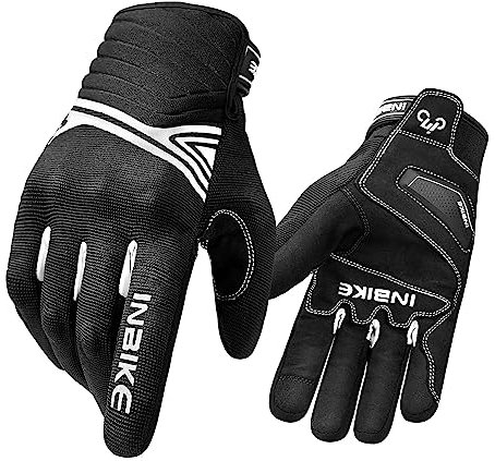 INBIKE Motorradhandschuhe Herren Damen Winter Warm Wasserdicht Winddicht mit Harter Schutz Motocross Motorrad Handschuhe Männer Schwarz/Weiß XXL IM902W
