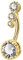 OUFER 14G piercing au nombril acier chirurgical or femme anneau de nombril Barbell ronde CZ Zircons fille bijoux de piercing