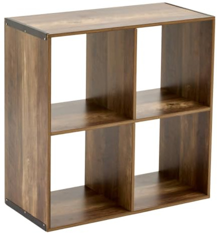 Five - Regal aus Holz, 4 Fächer, Farbe: Braun, Industrial, Höhe 67,5 cm