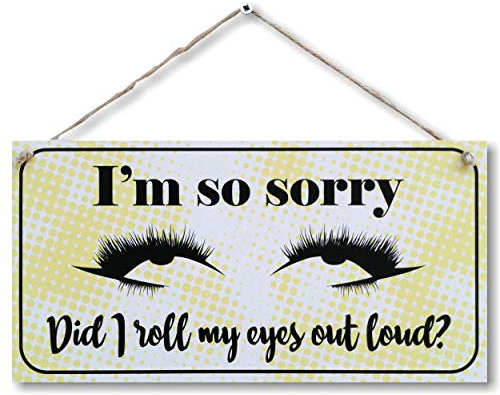 CARISPIBET I'm so Sorry | Lustiges Dekoschild für Haus und Küche, Wandkunst, Rollaugen, Emoji, Scherz, 15,2 x 30,5 cm