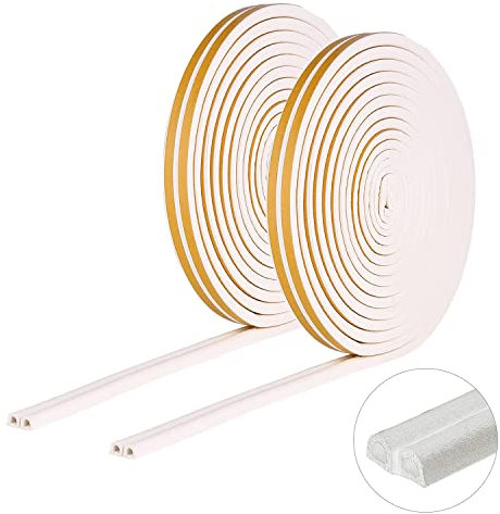 LYPER Paravento per porta finestra, tipo D, autoadesivo, isolatore per finestre, resistente alle intemperie, a prova di rumore, antipolvere, 9 mm x 6 mm x 2,5 m, 4 guarnizioni per un totale di 10 m