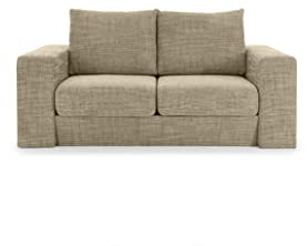 Looks by Wolfgang Joop Looks V-1 Designer Sofa mit Hockern, 2 Sitzer Couch, Funktionssofa, beige-braun, Sitzbreite 140 cm