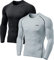 TSLA Men's Thermal Long Sleeve Compression Shirts, Athletic Base Layer Top, Winter Gear Running T-Shirt, Heat Core 2pack Black/Light Grey, XL