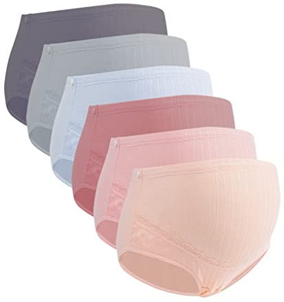 ACMEDE 6 Pz Mutandine Donna Gestante a Vita Alta Regolabile Gravidanza Supporto Intima Mutandine Cotone Slip Biancheria Caldo e Confortevole maternità Slip Mutanda Traspirante Senza Cuciture (XL)