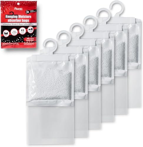 6 sacchetti deumidificatori sospesi per armadio, bagno, lavanderia, cantina, cucina, caravan, auto, autobus, barca, garage, soffitta