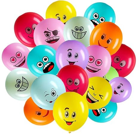 Emotion Serie Latex Luftballons Smiley Luftballons, 100 Stück Emotion Latex Luftballons Geburtstag Bunt Luftballons 12 Zoll Latex Party Luftballons Deko für Hochzeit Weihnachten Veranstaltungen Deko