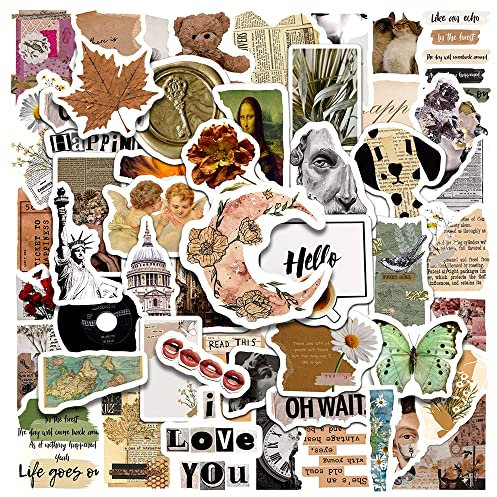 50 Pcs Vintage Stickers for Kids Teens Adults Boys Girls Gift,Stickers Pack for Laptop,Skateboard,Luggage,Car,Bike, Cup,Computer,Water Bottle Decor,Vintage Fashion Vinyl Waterproof Sticker Decals