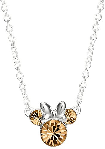 Disney Minnie Mouse Sterling Silver June Silver Birthstone Crystal Necklace