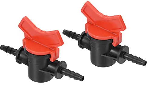 M METERXITY 2Stk Kugelhahn mit Stangenanschluss 1/4 ID Absperrschalter Inline Kugelventile Zur Tropfbewässerung und Aquarienhaltung Anwenden(1/4 Schwarz)