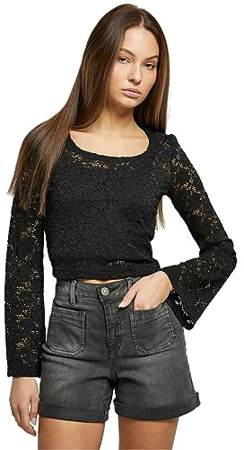 Urban Classics Damen Ladies Cropped Lace Longsleeve