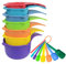 KETPOT Premium Plastic Measuring Cups & Spoons Set, 15 Pieces, Colourful Baking Measuring Cups for Dry & Liquid Ingredients