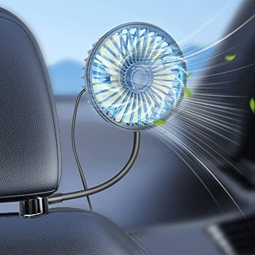 Xximuim Car Fan for Backseat,360° Rotatable Baby Pet Car Front Rear Seat Headrest Window Fan 3 Speeds USB Powered Car Seat Fan for Vehicles Sedan, SUV, RV, Pickup