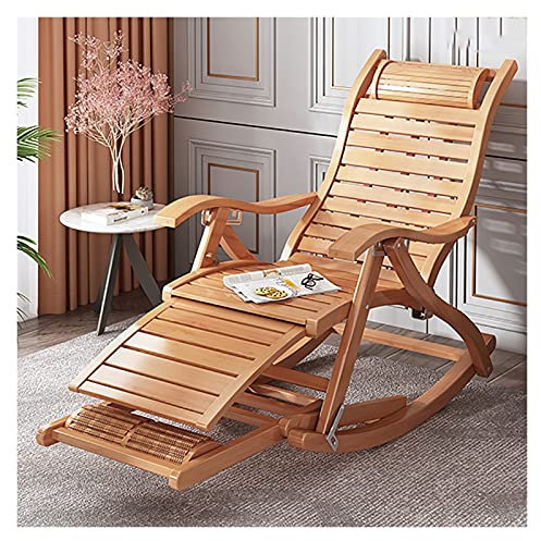 Lässiger Sitzstuhl, 3-in-1-Schaukelstühle aus Holz, Sonnenliegen und Liegestühle, zusammenklappbarer Schaukelstuhl für den Außenbereich aus Bambus, bequemer Relax-Schaukelstuhl mit Armlehnenfuß M good