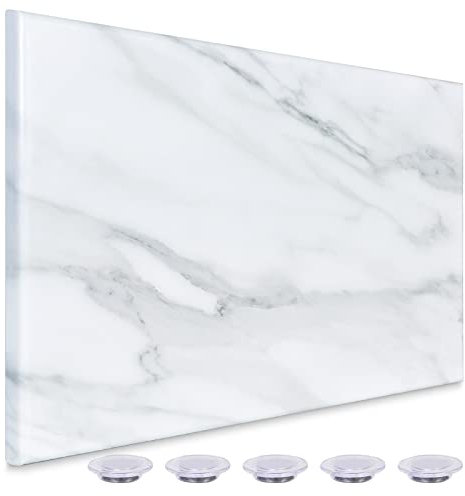 Okydoy White Marble Print Magnetic Dry Erase Board, 45 x 60 cm Decorative White Board for Wall with Design, Frameless Dry Erase Board for Wall, Magnets Included(Marble,4560,1pc)