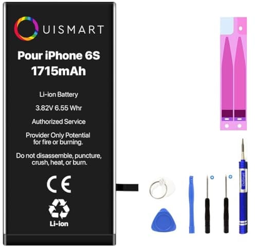 OUISMART® KIT Batterie pour IPHONE (avec Adhésif, iPhone 6S + AD)
