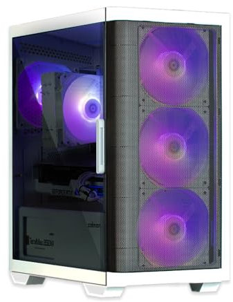 Zalman M4 ARGB Gaming PC Case - 4 ventole RGB indirizzabili da 120 mm preinstallate, pannello laterale in vetro temperato con porta a battente, mini Tower (Micro ATX, Mini-ITX), bianco