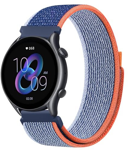 ZGCE Armband für Amazfit GTR 3 Armband/GTR 4/GTR 3 Pro/GTR 2/GTR 2e/Amazfit Bip 5 Damen Herren, 22mm Nylon Armbänder Verstellbares Sport Ersatz Uhrenarmband mit Klettverschluss für Amazfit Stratos 2/3