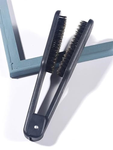 POLICK Pro Hairdressing Straightener Hairbrush Nylon Hair Straightening Double Brushes V Shape Comb Clamp Styling Tools (Size : 497-1)