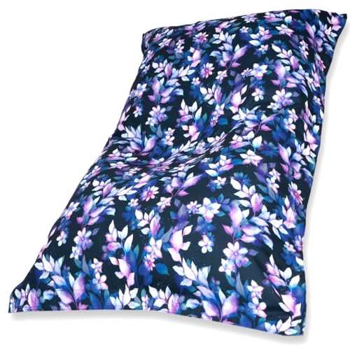 Chillstar Sitzsack Indoor/Outdoor Wasser- und Schmutzabweisend - Bezug abnehmbar und waschbar - Aquarell Blätter und Blüten auf Blau | Bean Bag 130 Liter 90 x 135 cm