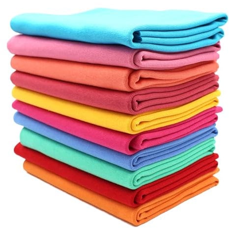 10x 0,25m Bündchenstoff Set Schlauchware 95% Baumwolle, 5% Elasthan Auswahl Jersey (Bunt 3, 10er Set)