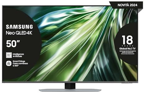 Samsung TV QE50QN94DATXZT Neo QLED 4K Mini LED, Smart TV 50 Processore NQ4 AI Gen2, Neo Slim, DVBT-2, Q-Symphony & Dolby Atmos, Integrato con Alexa, Carbon Silver 2024
