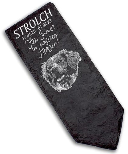 DEKOLANDO Grabstecker Grabschmuck Grabstein - Epagneul Breton - Personalisiert Grab Deko 22x8 Grabdekoration