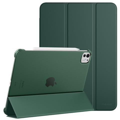 MoKo Hülle für iPad Pro 11 Zoll M4 2024 (5. Gen), Ultradünne Standhülle mit Transluzent Hart PC Rückseite für iPad Pro 11'' 2024 (A2836/A2837/A3006), Unterstützt Apple Pencil Pro, Mitternachtsgrün