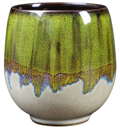 titioffice Tazas de café de espresso de 80 ml, de cerámica, diseño de artista, tazas de té sin asa, aptas para lavavajillas (verde)