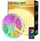 LED Strip,5m RGB LED Streifen, Bluetooth Musik Sync Dimmbar Farbwechsel Led Lichterkette Lichtband Selbstklebend mit APP Steuerung für Zuhause Partei