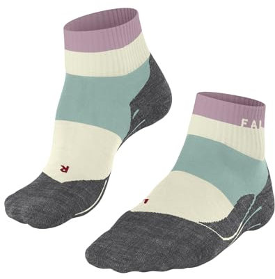FALKE Women's TK5 Wander Short W Sso Wool Functional Yarn Thin Anti-Blister 1 Pair Hiking Socks, Green Mint 7630 Stripe, 2.5-3.5