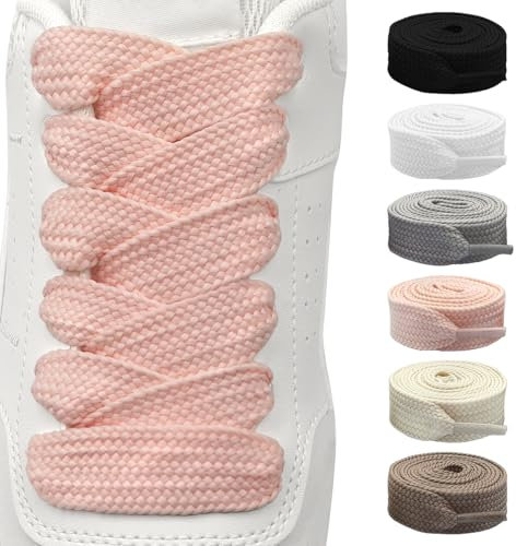 Shecret 2 Paires de Lacets Chaussures Plats, Lacets Remplacement de 20mm de Large Pour Chaussures de Sport, Chaussures de Course et aux Bottes (Rose, 140 cm - 2 Paires)