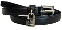 Armani Exchange Schmaler Gürtel mit Vorhängeschloss Schwarz 00020, 90, Schwarz 00020