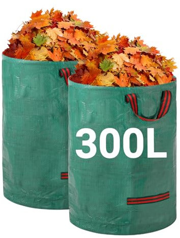 Velway Gartensack 2x300L Gartenabfallsack Laubsack - Stabil Selbststehend mit 4 Griffen, Robust & Wasserdicht - Wiederverwendbar & Faltbar für Grünschnitt, Laub, Rasenschnitt, Gartenabfälle