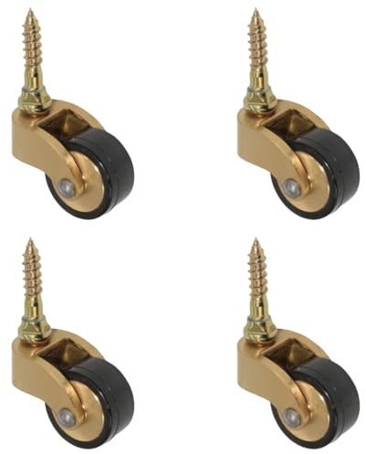 Antike massive Messingrolle mit 25 mm Rad, bewegliche Lenkrollen, 360 ° Lenkrolle, Vintage-Rollen für Möbel, Gummierten Räder für Retro-Möbel Klavierfüße (Schraubenspitze)