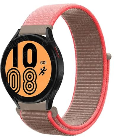 Generisch Nylonband kompatibel mit Galaxy Watch 6/4/Classic/3/5/Pro/Active 2 20 mm/22 mm Sport atmungsaktives Armband Galaxy Watch 6 7 FE(53 Neon Pink,22 mm)