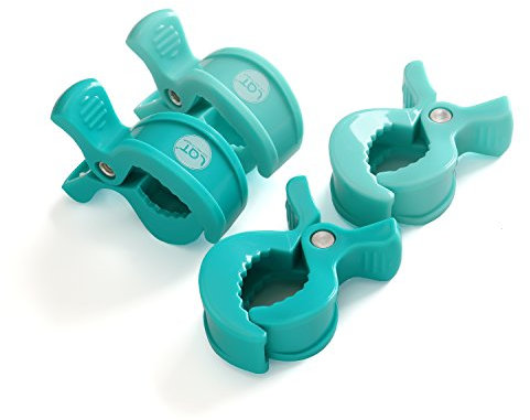 LAT Universal Kinderwagen Klammern, Universal Pram Clip zum Befestigung von Spielzeug und Wechselkleidung an Buggy Kinderwagen Babyschale (Dunkelblau*2+Hellblau*2)
