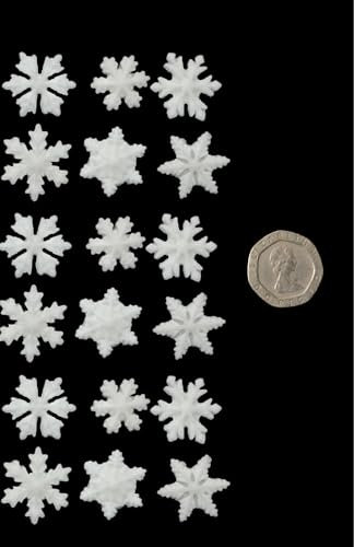 20 x Edible 3D Mixed Small snowflakes Christmas icing toppers, cake cupcakes decorations (White)